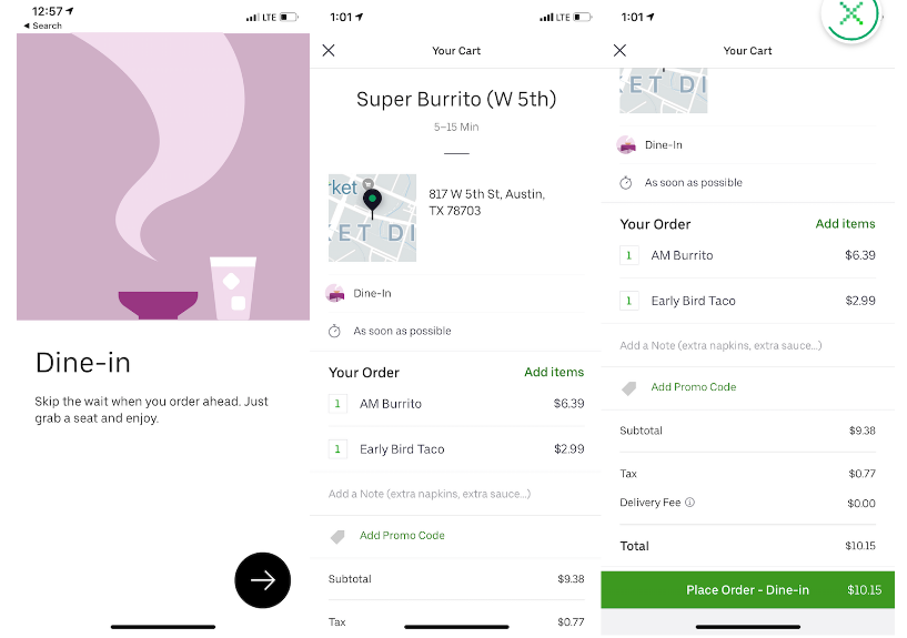 There is also an option where the users can add a tip through the app itself on the table